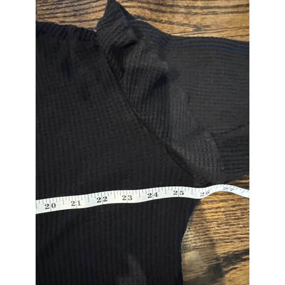 Pilcro Womens Sweater Large Black Ruffle Arms Waffle Knit Bohemian V Neck Boho - Picture 9 of 10